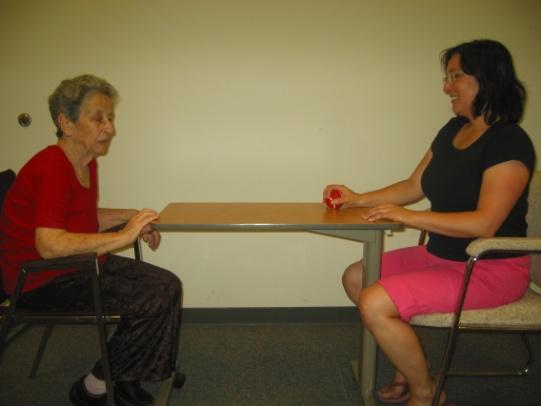 Start the ball rolling with a partner Sit at each end of the long side of the table Roll or push the ball back and forth with