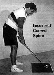 Bend at the knees & hips to improve your swing Notice how his knees are straight and he