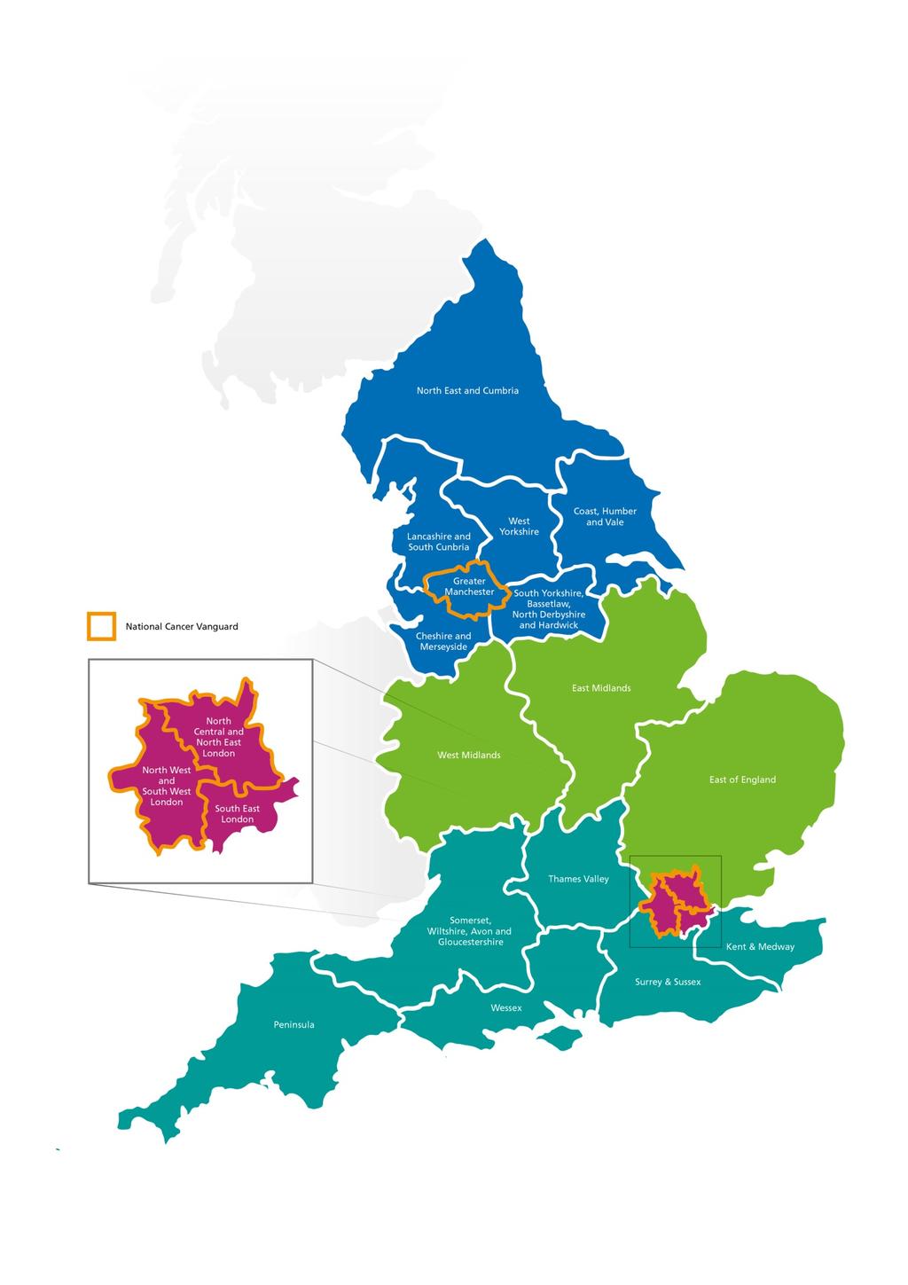 Map of Cancer Alliances APPENDIX A North 1. North East and Cumbria 2. Lancashire and South Cumbria 3. Cheshire and Merseyside 4. West Yorkshire 5. Humber, Coast and Vale 6.