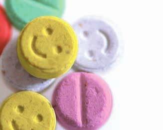 MDMA (Ecstasy) Ecstasy pills can be hard to determine because they come in various colours, shapes, sizes with different design