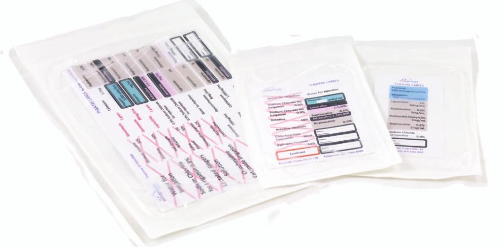 Sterile Labels StirlingFildes Healthcare provides pre-printed sterile label sets for medicine containers, including jugs, basins and syringes that are frequently used in the closed practice