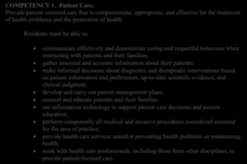 PGY-IV Reproductive Endocrinology/Infertility Rotations COMPETENCY 1. Patient Care.