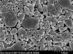 (Figure 8) The average particle size of hybrids, microhybrids and nanohybrids is typically below 1 micron, but above 0.2 microns. The larger particle sizes can extend to well over 1 micron.