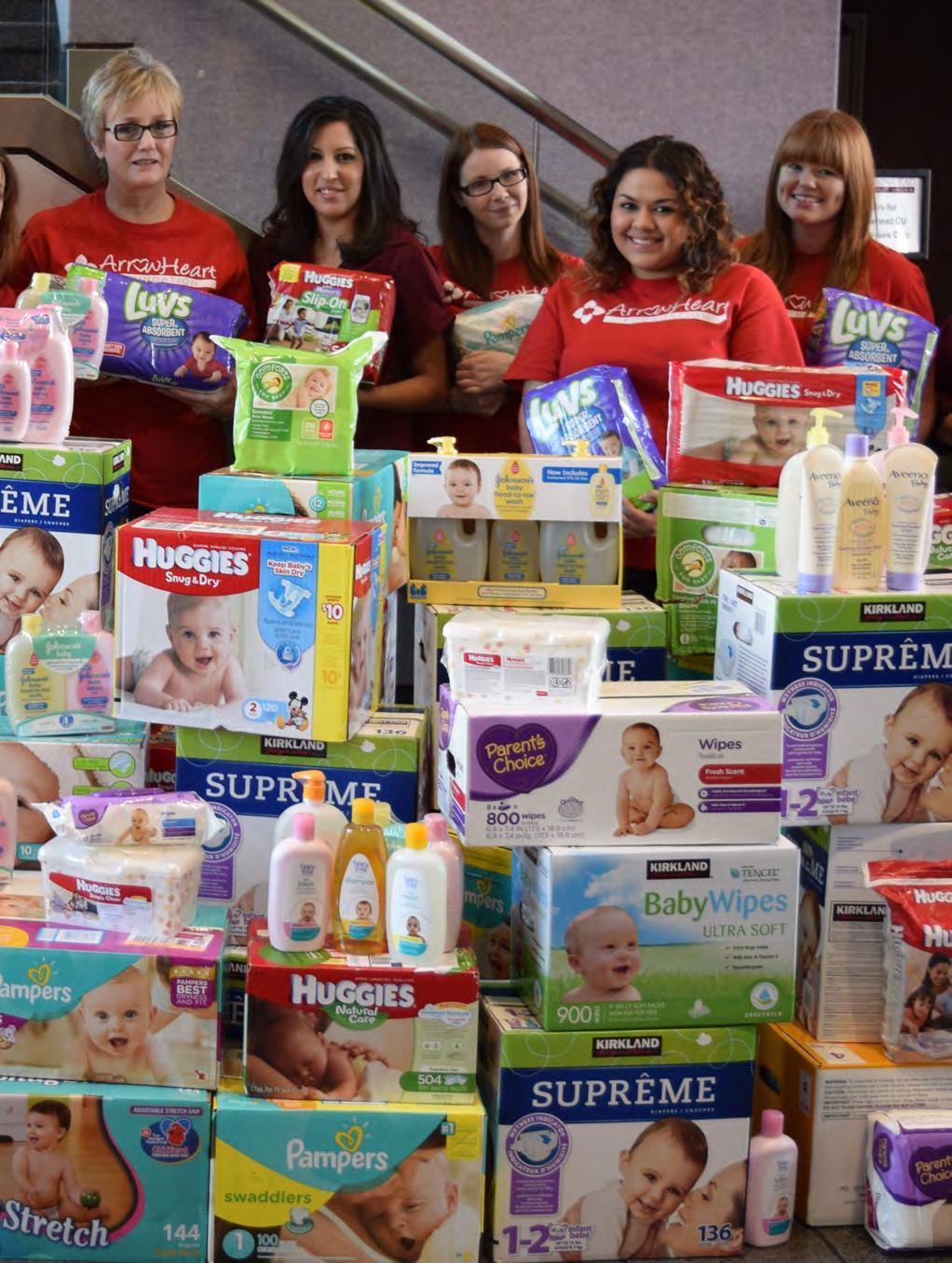 The Arrowhead team donated more than 5,600 diapers and 12,000 wipes to These essentials will go to local families, who