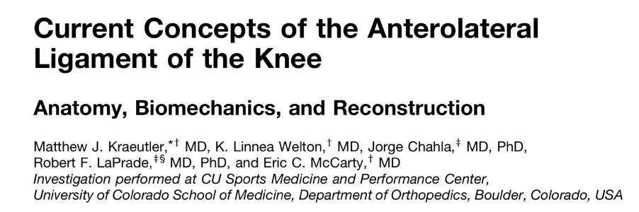 The AnteroLateral Ligament Also called the ALL Is it new?