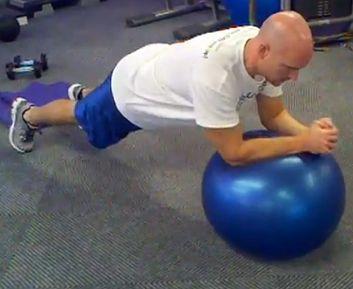 Finishers 1-4 Stability Ball Stir-the-Pot Brace your abs. Put your elbows on the ball.