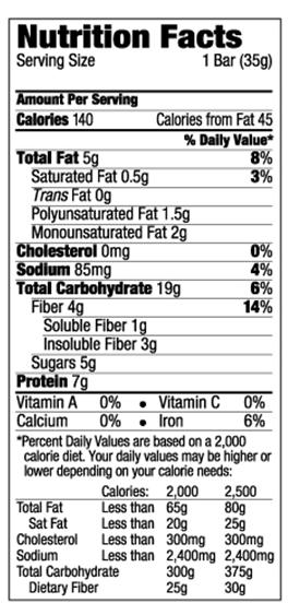EXAMPLE OF AN ALLOWABLE SNACK GOALS: Percent of calories from total fat must be less than 35% Percent of calories from saturated fat must be less than 10% No trans fats or no partially hydrogenated