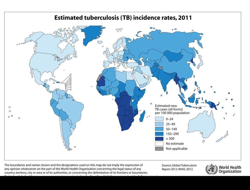 TB Cases & Deaths: 2011 12.0 million people living with active TB 8.7 million new cases in 2011 1.