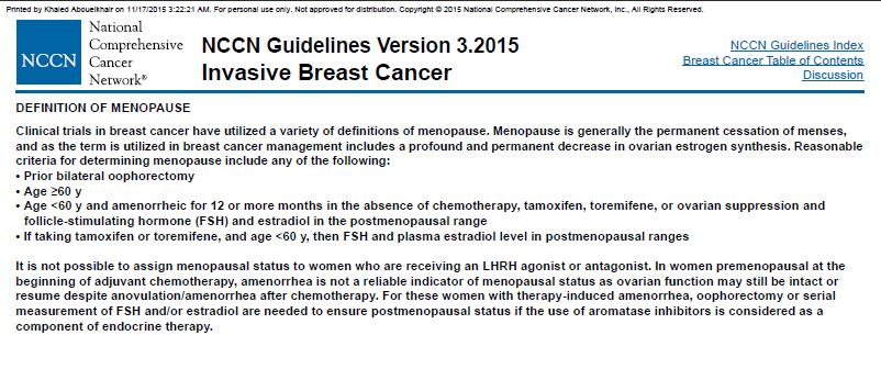 Defining menopausal status in breast cancer Patients, Critical Reviews in Oncology/Hematology