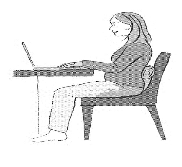 Sitting: Sit with your bottom well back in the chair and use a rolled up towel or a small cushion in the small of your back. Sit rather than stand when performing various tasks eg.