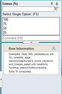 Nutrition Intake Documentation Step 1: To see examples for each food category click on a cell.