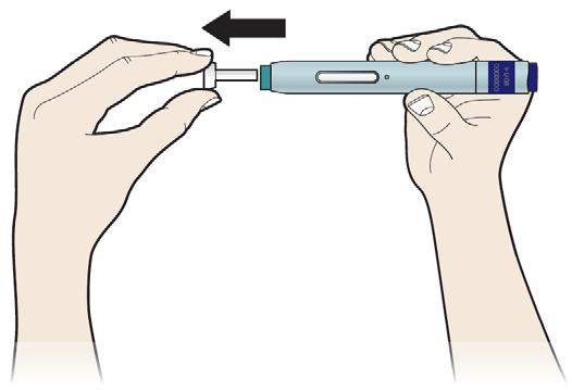 Step 2: Get ready E Pull white cap straight off when you are ready to inject.