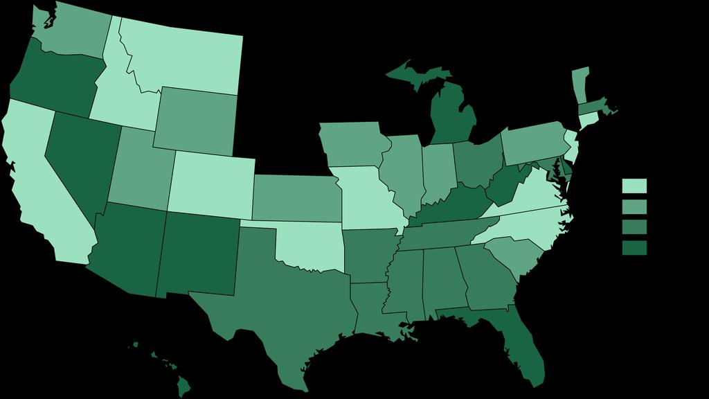 Estimated prevalence of self-reported kidney disease by state (%), 2014 USRDS 2016