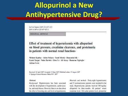 What about the clinical studies that investigate the effect of allopurinol or lowering