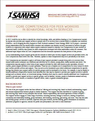 Core Competencies SAMHSA assigned BRSS TACS to: Identify and refining a set of core competencies