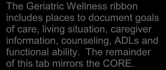 The Geriatric Wellness ribbon includes places to