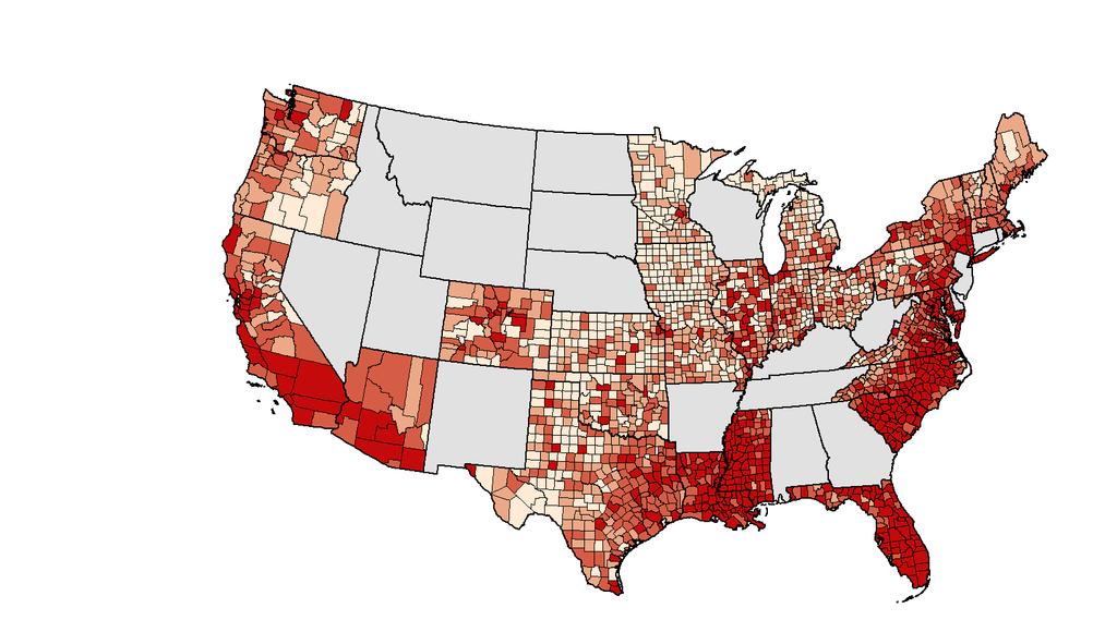 HIV/AIDS prevalence, 28 states, 2008 Q1 <33.50 Q2 33.50 < 63.81 Q3 63.81 < 135.