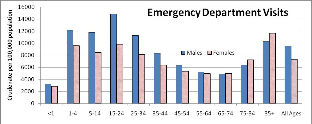 Indicatrs fr all injuries, Iwa, 2002-2006 The first f these 10 indicatr areas utlines the burden f all injuries in Iwa by age grup and gender, including deaths, hspitalizatins, and ED visits.