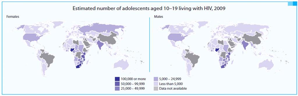 NSH2 Global View of Adolescents Living with HIV & AIDS (ALHIV) Source: UNICEF: