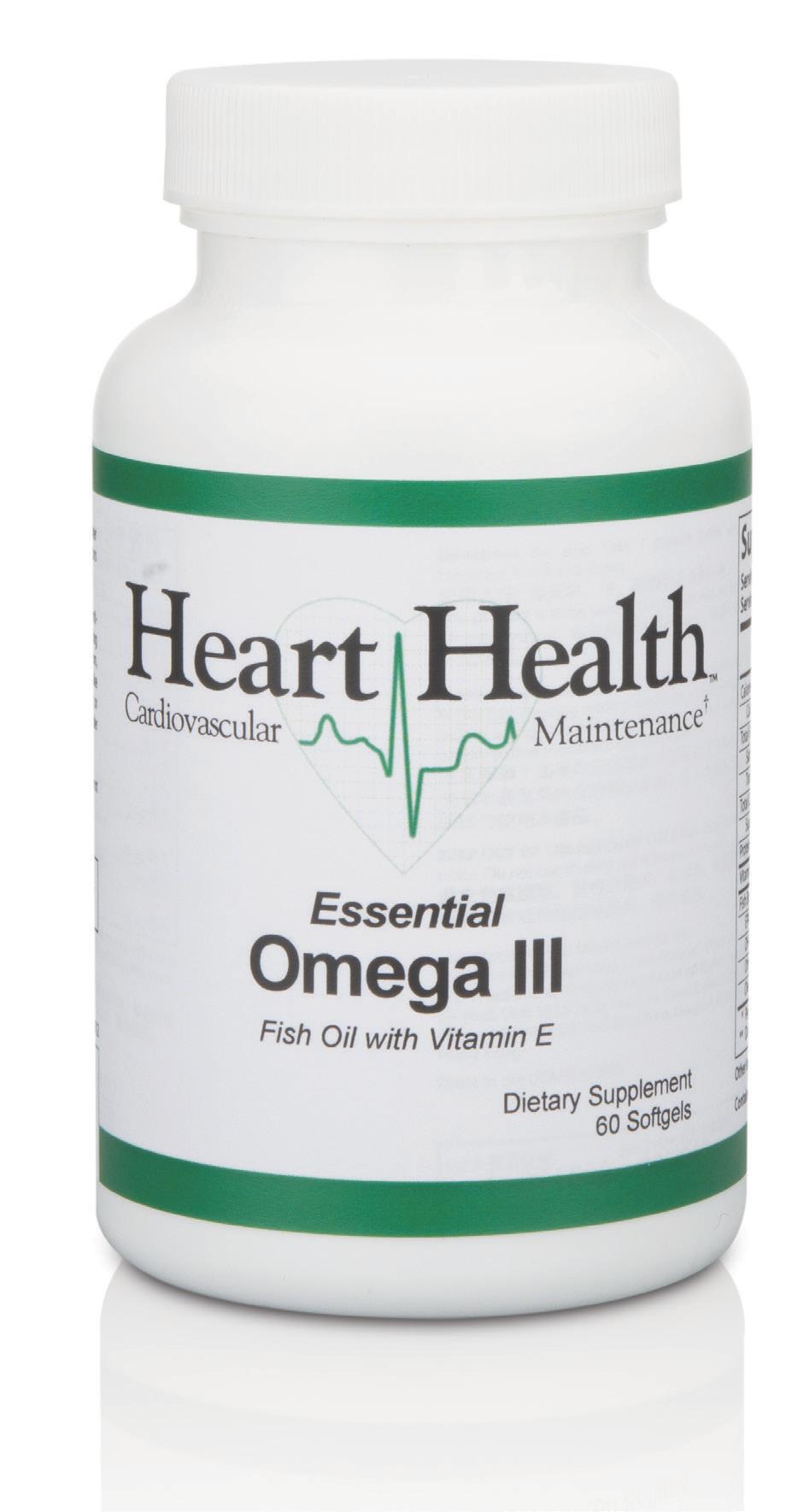 nutrametrix Heart Health Essential Omega III Fish Oil with Vitamin E Supports relief from temporary inflammation associated with the normal