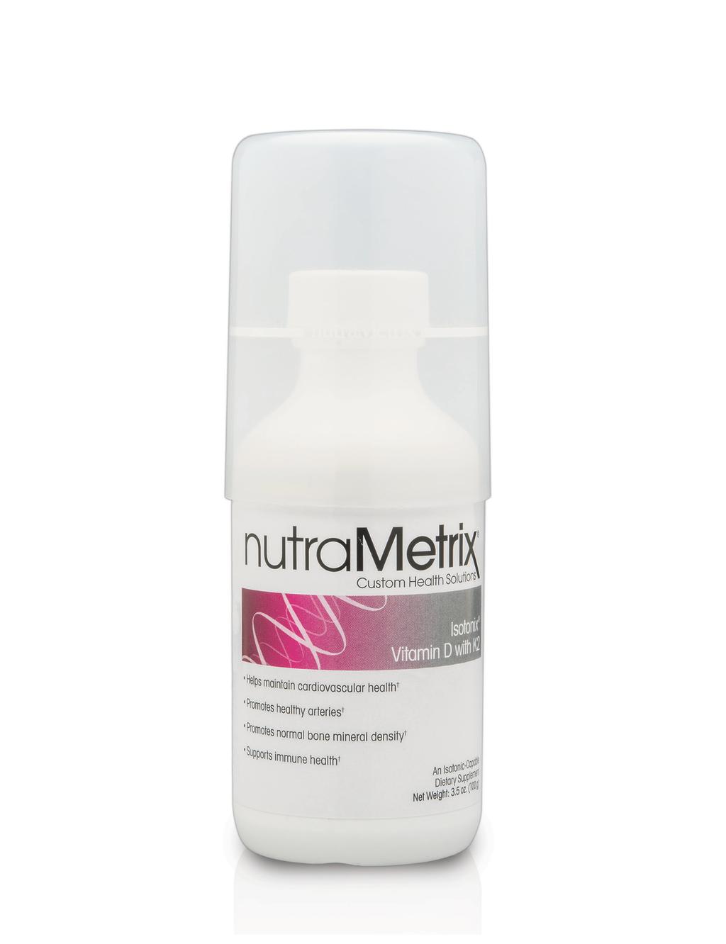 nutrametrix Isotonix Vitamin D with K2 Promotes normal bone mineral density Helps maintain bone mass by supporting normal osteoclast activity Individuals with low bone