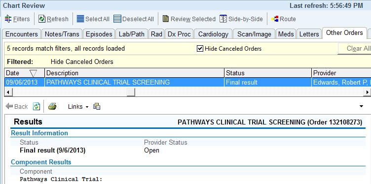 Clinical Trial Eligibility Notification Clinical trial eligibility based on patient characteristics entered by the Oncologist during Via Pathways navigation If patient is eligible for clinical trial