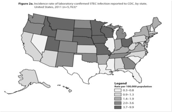 STEC STEC O157 Centers for Disease Control and Prevention (CDC). National Shiga toxin-producing Escherichia coli (STEC) Surveillance Annual Report, 2011.