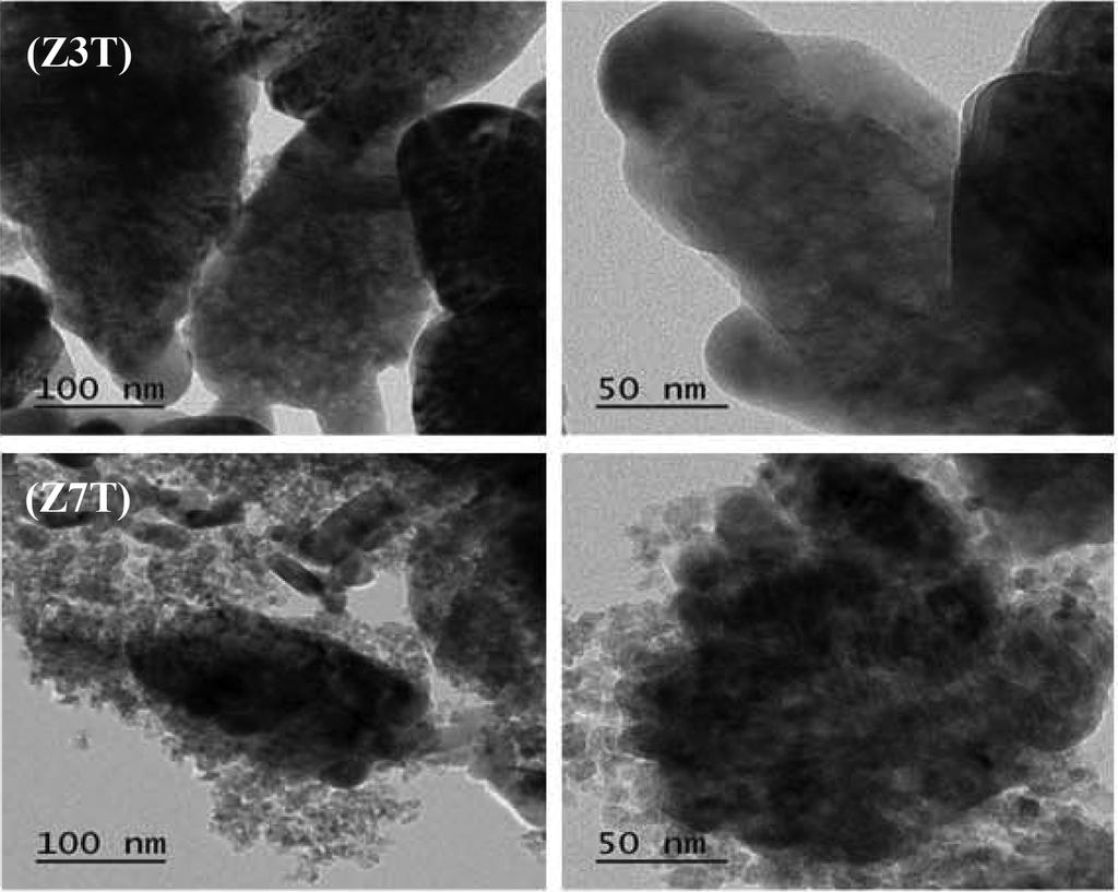 The FE-SEM images of the ZnO/TiO nanocomposites calcined at 500 C are shown in Fig. 3.