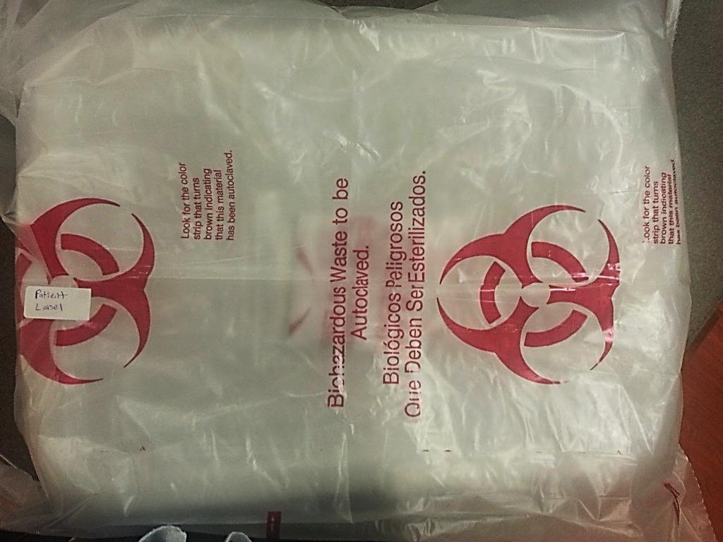inside a biohazard bag