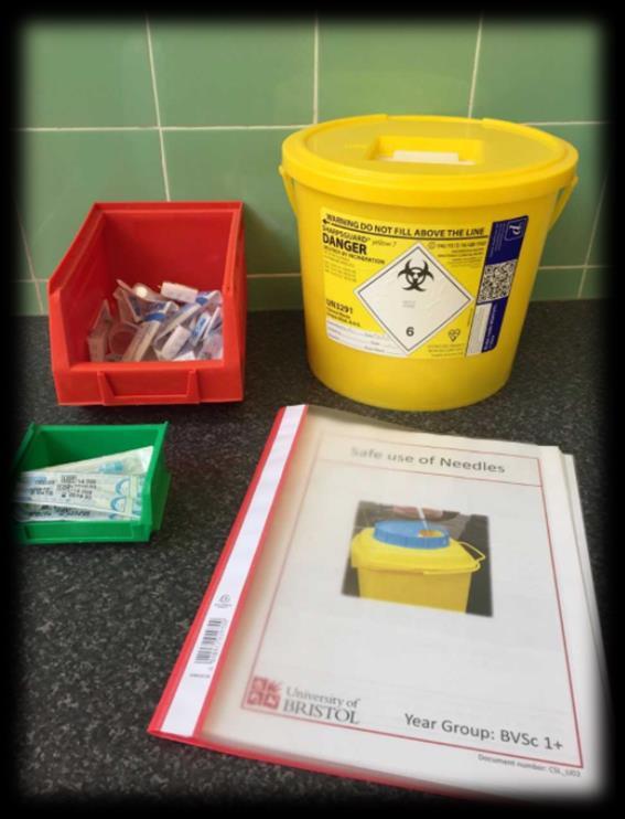 Resetting the station: 1. Ensure all sharps are disposed of safely in a sharps bin 2. Leave the work space clean and tidy 3.