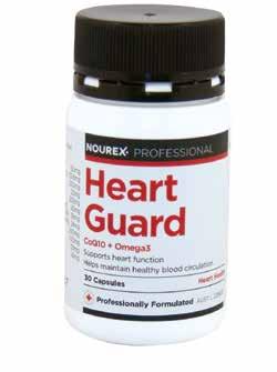 Heart Health Nourex Professional Heart Guard CoQ10 + Omega3 Nourex Professional Heart Guard helps to maintain heart health by aiding blood circulation and heart function.
