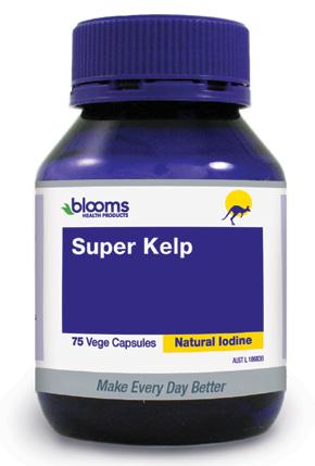 WEIGHT MANAGEMENT Super Kelp 75 vege capsules Iodine deficiency is common in Australians so Blooms developed Super Kelp which is high in iodine as well as a rich source of a wide range of minerals,