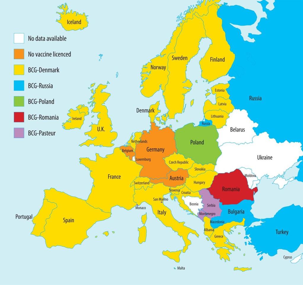 BCG vaccine strains in Europe (up to