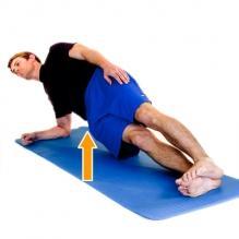 Side Bridges While lying on your side, lift your body up on your elbow and feet.
