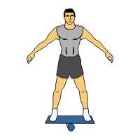 BALANCE BOARD: develops a better sense of balance. Always keep balance board on the rug provided and wear gym shoes for safety. Beginners may use spotters, the wall or bleachers to ensure safety.