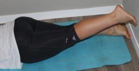 Prone knee bends lying on front bend knee up as far as comfortable.
