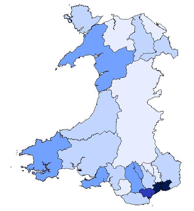 1.2 Area of Residence Between 2011 and 2012, the rate of tuberculosis increased in Powys Teaching, Cwm Taf and Aneurin Bevan Local Health Boards, remained stable in Betsi Cadwaladr