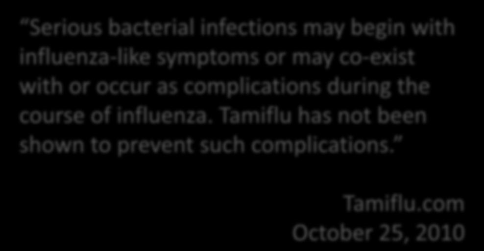 Tamiflu has not been shown to prevent such complications.