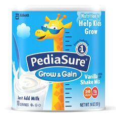 PediaSure Grow & Gain Shake Mix PediaSure Grow & Gain Shake Mix provides a source of complete, balanced nutrition when mixed with milk; for children 2 to 13 years of age.