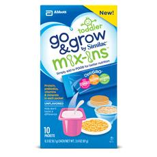Go & Grow by Similac Mix-ins Protein, prebiotics, vitamins & minerals in each packet. Non-GMO. Ingredients not genetically engineered. Simply add to foods for better nutrition.