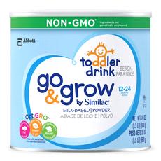 Go & Grow by Similac NON-GMO Toddler Drink Milk-Based Powder A milk-based drink for toddlers 12 to 24 months old for helping balance toddlers' diets. Non-GMO. Ingredients not genetically engineered.