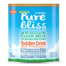 Pure Bliss by Similac Toddler Drink Toddler Drink with Probiotics Milk-based powder for toddlers from 12-36 months. Non-GMO. Ingredients not genetically engineered. No artificial growth hormones.