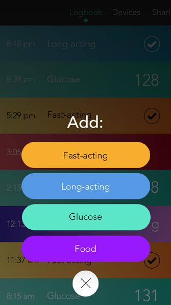 Adding a manual logbook entry You can choose among logbook entries for glucose readings,