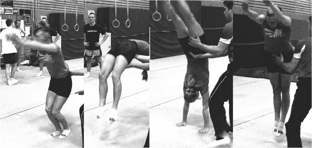 back-handspring with (a) the sandwich-grip and (b) the iliac