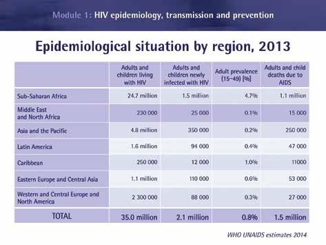 HIV basic knowledge and stigma reduction in health care settings Slide 13: Geographical distribution of HIV infections Slide 14: Epidemiological