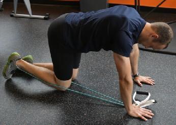 Using your glutes, hips and lower back, thrust your pelvis off the ground with one leg.