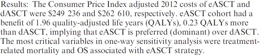 Delaying ASCT: Feasibility?