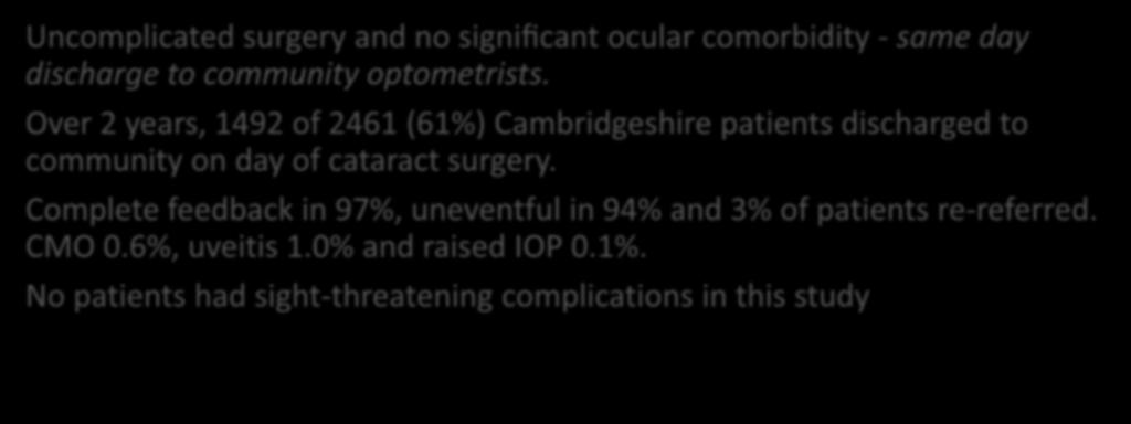 Uncomplicated surgery and no significant ocular comorbidity - same