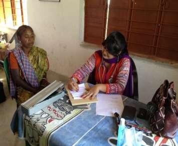 Vidyabharati Dr Mukul Bhatia examining a patient at the medical camp at 