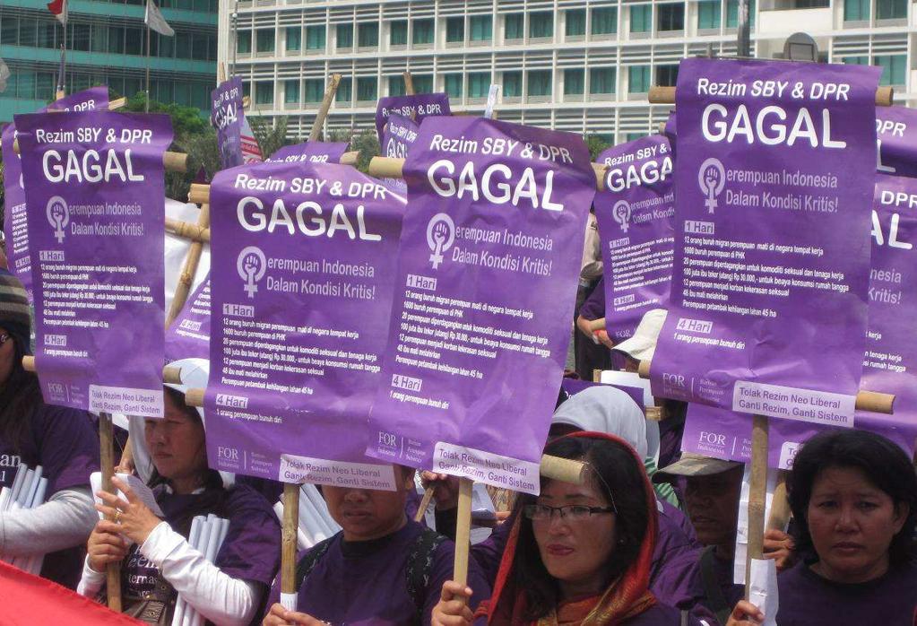 Demonstration on International Women s Rights Day highlighting how the government has failed women in Indonesia. March 2010.